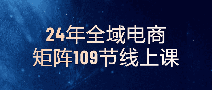 2024年全域电商矩阵109节线上课